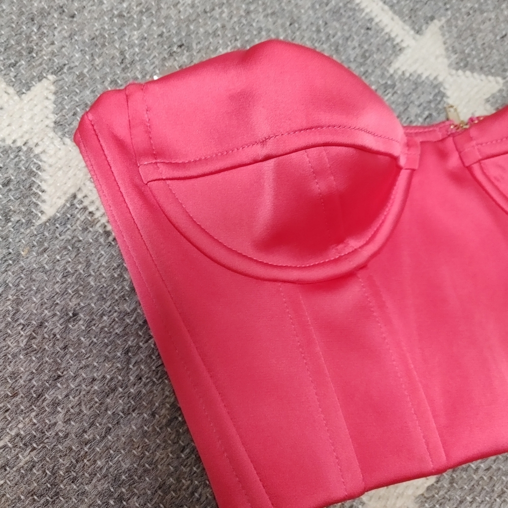 Oh Polly True Love Satin Corset Crop Top Size 2 - Picture 3 of 11